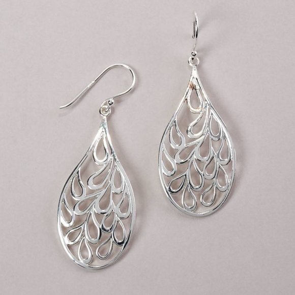 Pure 100 by Danecraft Feathered Teardrop Earrings - Picture 1 of 1